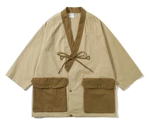 Giacca retrò giapponese uomo caldo abbigliamento da lavoro sciolto cappotto cardigan street party - Foto 1 di 10