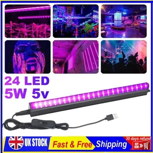 Tira de Luz LED UV Ultravioleta Tubo 24 Leds Bar Club Fiesta Lámpara Luz Negra USB - Imagen 1 de 23