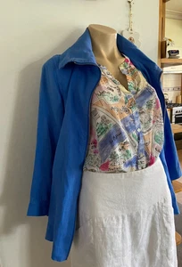 Trent Resort Cobalt Blue Linen Zip Up Jacket Size 12 like new - Picture 1 of 15