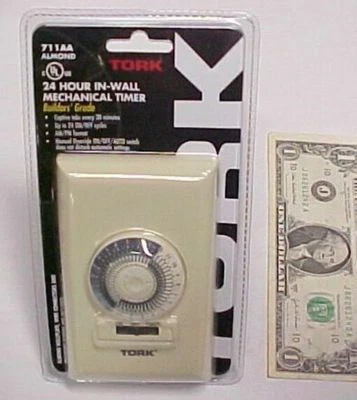 24 Hour Mechanical In-Wall Timer, 15A Tork 711AA UL Listed 1000W Tungsten 1/3 HP - Image 1 of 4