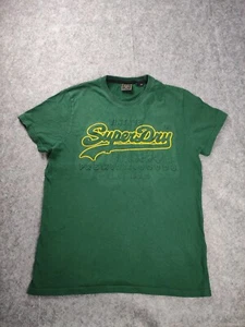 Men's Green Superdry T-Shirt with Graphic Logo Size 2XL Embossed Design  - Picture 1 of 21