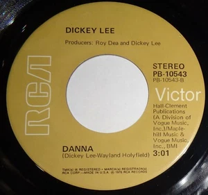 Dickey Lee 45 RPM Record - Danna / Angel Roses & Rain C9 - Picture 1 of 2