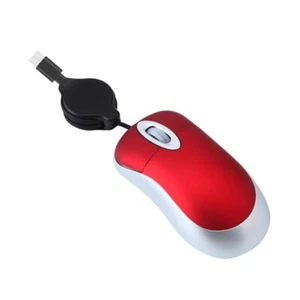 Corded Mouse USB C Retractable Cable Small Mouse 1000DPI Optical Basic Mouse - Picture 1 of 13
