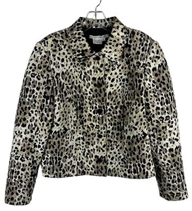 Giacca da donna Maggy London 100% seta trapuntata nera marrone stampa animale taglia 6 - Foto 1 di 9