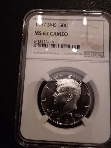 1967 SMS KENNEDY NGC MS 67 CAMEO SILVER HALF *** RARE SUPERB WHITE CAMEO *** Cover