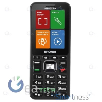 BRONDI KING 2+ CELLULARE SMARTPHONE 2G SENIOR DUAL SIM NERO - Immagine 1 di 3
