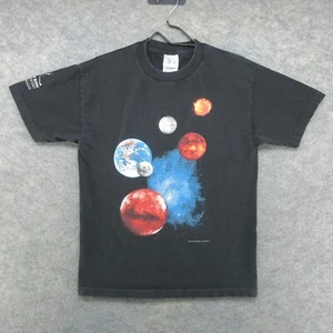Camicia spaziale vintage uomo media nera pianeti stelle luna galassia sistema solare 1995 - Foto 1 di 21