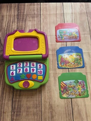 Barney Interactive Learning Laptop 3 Cartridges Mattel 2002 Vintage Tested - Image 1 of 4