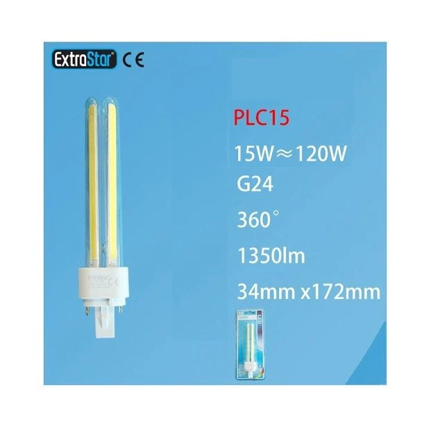 LAMPADINA LAMPADA LED G24 PLC15 15W 360° 1350 LUMEN  EXTRASTAR LUCE FREDDA - Immagine 1 di 1
