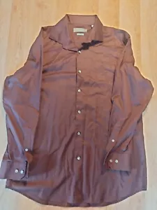 Perry Ellis Premium Slim Fit Burgundy Button Down Shirt Size 16 1/2 32/33 - Picture 1 of 4