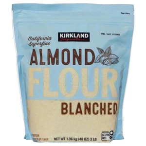 Kirkland Almond Flour 3 lbs Gluten Free Good Source Fiber Blanched Baking Bake - Picture 1 of 4