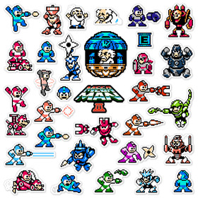 Mega Man III 3 Stickers Nintendo NES Pixel Art 32 Sticker Pack