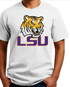 LSU Tigers T-shirt. Gray, Khaki, White, Yellow. Size: S -3X. Short & Long sleeve - Picture 1 of 7