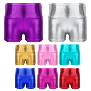 Kids Girls Boyshort Shiny Bottoms Activewear Dance Shorts Gymnastic Unitard Gym - Picture 1 of 118