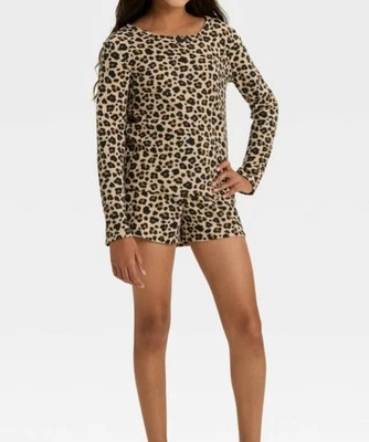 Conjunto de pijama de leopardo tejido gofre manga larga 2 piezas para niñas - Cat & Jack™ marrón XS 4/5 Foto 1 de 4
