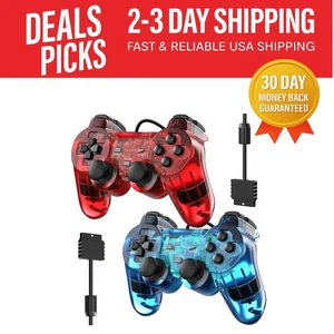 Ergonomic Wired Gamepad for PlayStation 2 - 5.6 ft Cable, Double Shock Design - Picture 1 of 9