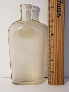 Antiguo Botella Transparente Vidrio Costuras Nubladas 192 Rosa 6" Licor Medicina Coleccionable - Imagen 1 de 8
