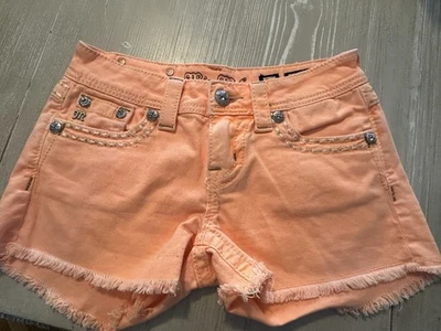 Pantalones cortos de mezclilla para mujer Miss Me naranja neón Jean Boyfriend desgastados talla 25 Foto 1 de 4