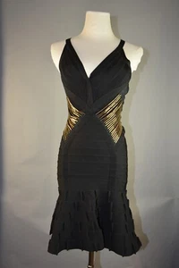 Brand New Herve Leger Black Bondage dress with gold detail - Picture 1 of 4