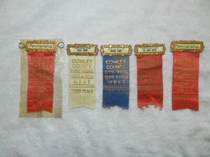 Vintage Track & Field & Penmanship 1937 Ribbons Pinback Lot of 5 - Bild 1 von 3