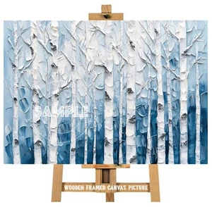 FOREST TREES CANVAS PICTURE FRAMED WALL ART ABSTRACT SHABBY CHIC TREE PRINT #17 - Picture 1 of 12