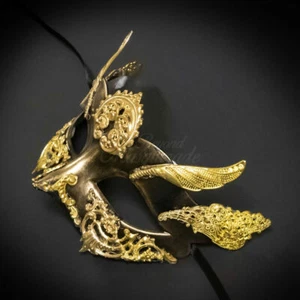 Medieval Masquerade Mask Women Black Gold M31131 - Picture 1 of 5