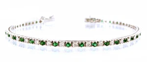 Bracciale tennis argento sterling 925 con zirconi 3mm brillante Bianco Verde - Foto 1 di 2