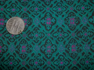 Vintage Peter Pan Elegant Green & Black Geometric Cotton Quilt Fabric BTY - Picture 1 of 3