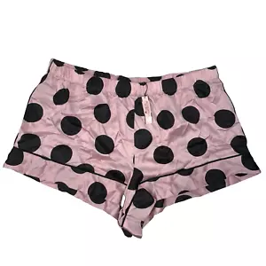 Victoria's Secret Pyjamashorts Damen pink schwarz Satin gepunktet Größe Large neu mit Etikett - Bild 1 von 5