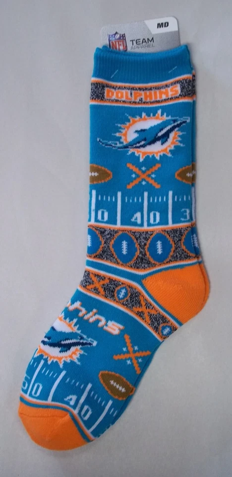 Calcetines Miami Dolphins Talla Mediana 5 a 10 Super Fan Foto 1 de 1