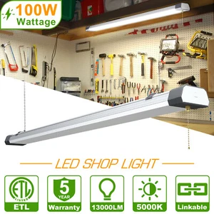 100W LED Shop Ceiling Light Fixture Utility Workshop Garage Lamp Linkable 3.6FT - Picture 1 of 11
