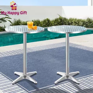 Gardeon 2pcs Outdoor Bar Table Furniture Adjustable Aluminium Cafe Table Round - Picture 1 of 9
