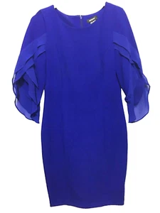DKNY royal blue dress with flutter sleeves, sz. 12AUS/8 US, near new - Picture 1 of 6