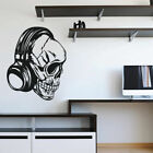 ik966 Wall Decal Sticker skull headphones music rock bass heavy metal bedroom