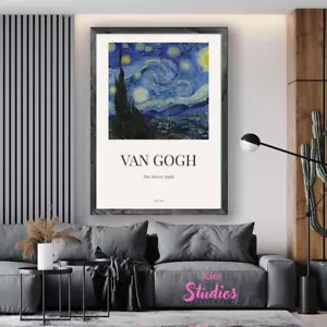 Van Gogh Die Sternennacht Rahmen Wandbild Poster Leinwanddruck Bild Wohndeko - Bild 1 von 7