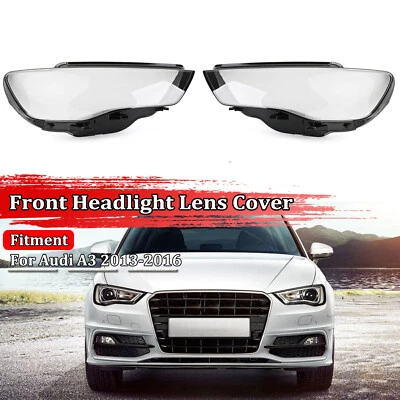 Pair Headlight Lens Cover Lampshade Replacement For Audi A3 2013 2014 2015 2016 - image 1 of 4