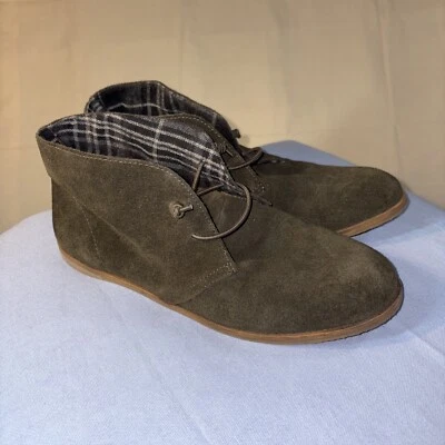 Lucky Brand Ashbee Flat Womens 9M Green Suede Chukka Ankle Leather Lace Booties - Image 1 of 4