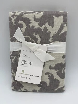 Medallón Jacquard Pottery Barn algodón farsa euro gris #G444 Foto 1 de 4