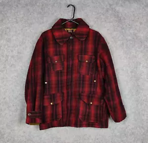 Vintage Woolrich Jacket Size 42 Red Buffalo Plaid Mackinaw Wool Field 40s 503 - Picture 1 of 16