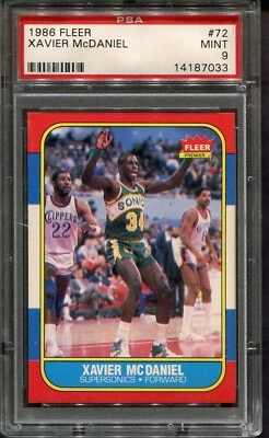 Fleer Basketball #72 1986 Xavier McDaniel PSA 9 Seattle Supersonics Foto 1 de 2