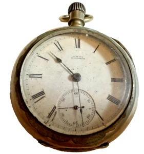 Antike A.W.CO WALTHAM TASCHENUHR DUEBER SILVERTINE GEHÄUSE - Bild 1 von 7