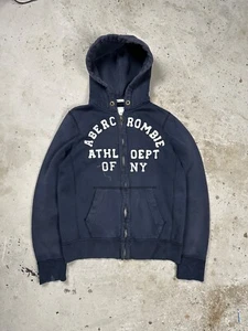 Vintage Y2K Abercrombie & Fitch Distressed Zip Hoodie Logo - Picture 1 of 16