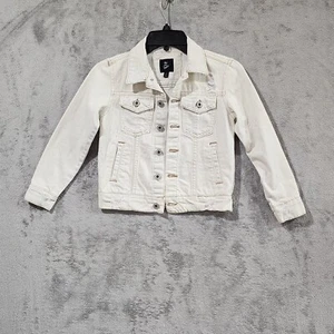 Art Class Boys Jacket White Small 6-7 Back City Print Destroyed Streetwear Denim - Picture 1 of 13