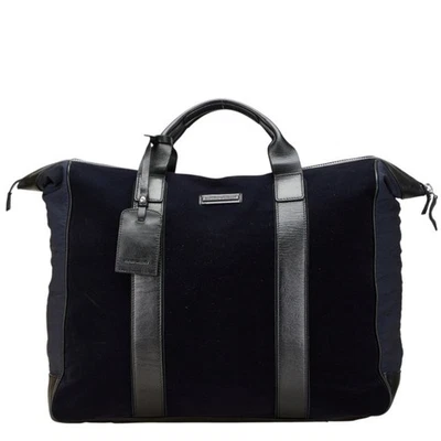 Emporio Armani Logo Boston Bag Navy Black Polyester Nylon Leather Women's - Image 1 of 4