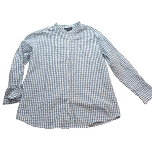 Denim & Co Shirt Womens  Large Blue White Gingham Check Seersucker Pocket Casual - Picture 1 of 9