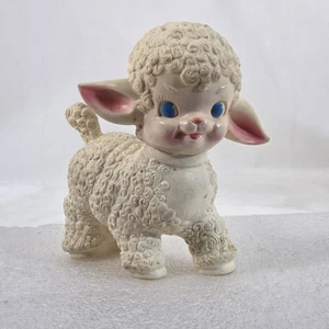 Vintage 1955 Sun Rubber Co Lamm Figur Quietschen Spielzeug Kinderzimmer Dekor 5,8 Unzen USA - Bild 1 von 14