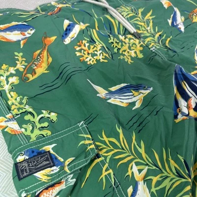 Ralph Lauren Polo Mens XL Sport Swim Trunks 7" Board Shorts Surfer Fish Print - Image 1 of 4