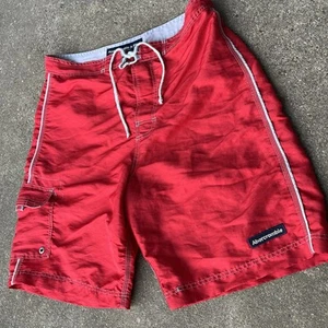Vintage Abercrombie & Fitch Board Shorts Men's Size 34 Red Cargo Pocket Y2K - Picture 1 of 7