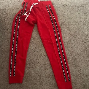Justice Active Joggers Red Logo Stripe Athleisure Sweatpants Girls Size 10 - Picture 1 of 2