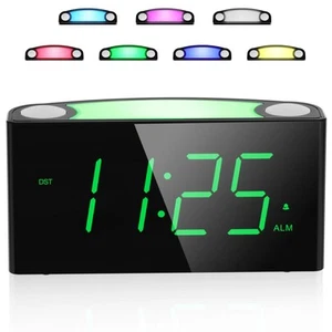 Digital Alarm Clock for Bedroom - 7 Color Night Light, USB and Type-C Charger... - Picture 1 of 12